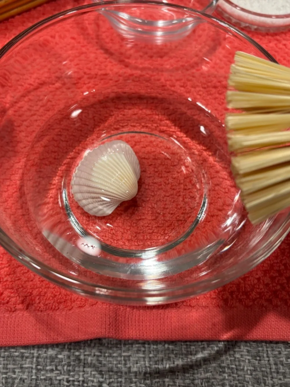 care of environment scrubbing a small object w/ seashell by idlewild montessori